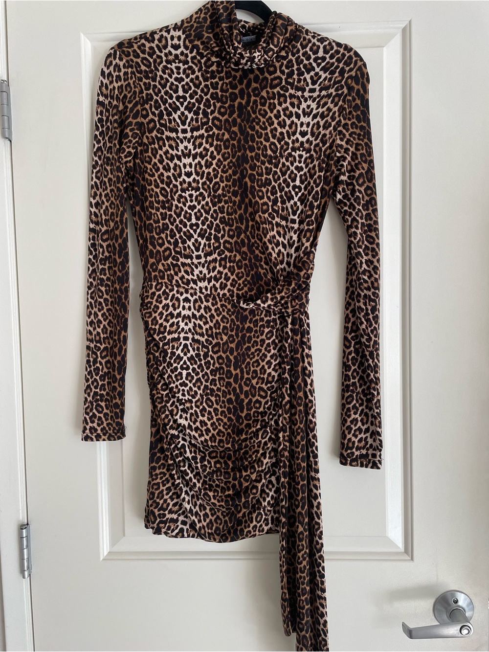 Naked wardrobe long sleeve bodycon dress animal cheetah print mini long sleeve